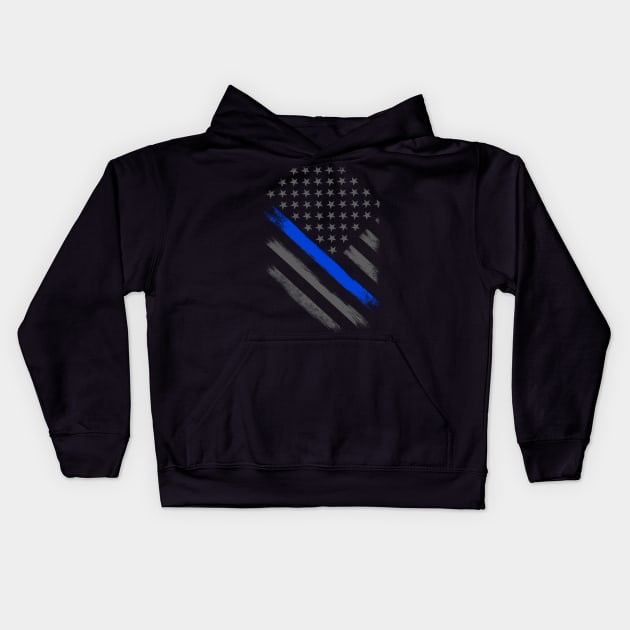 Thin Blue Line Flag Tactical Kids Hoodie by bluelinemotivation